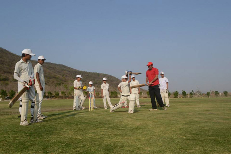 SS Cricket Player Batting practicing